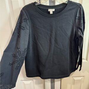 Black Eyelet Long Sleeve Top